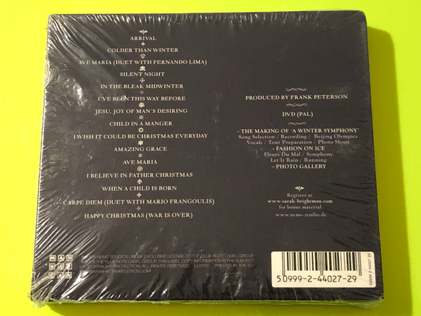 Manhattan Records: Sarah Brightman - A Winter Symphony - CD + DVD Deluxe Set (5099924402729.) 