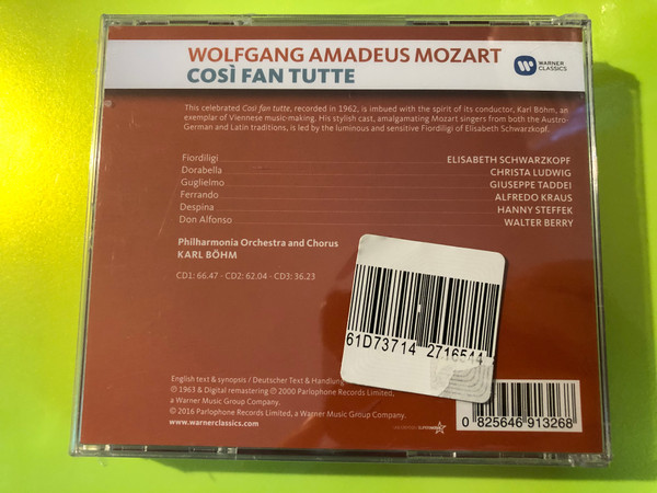 Warner Classics: Mozart - Così Fan Tutte - Schwarzkopf, Ludwig, Karl Böhm, Philharmonia Orchestra - 3 CD (0825646913268)