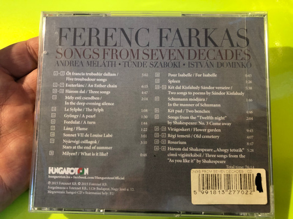 Hungaroton: Ferenc Farkas - Songs from Seven Decades - Andrea Meláth, Tünde Szabóki, István Dominkó - CD (5991813277022)