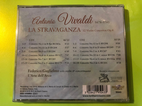 Brilliant Classics: Vivaldi - La Stravaganza - 12 Violin Concertos Op. 4 - Federico Guglielmo, L'Arte dell'Arco - 2 CD (5028421950433)