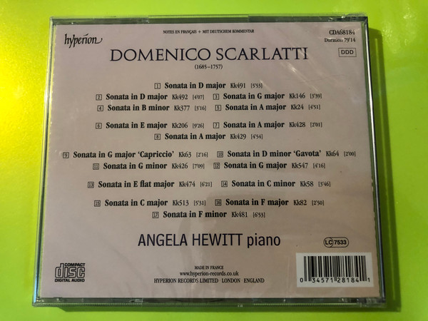 Hyperion: Domenico Scarlatti - Sonatas - Angela Hewitt - Classical Piano CD (034571281841)