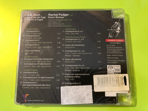 Channel Classics: J.S. Bach - The Art of Fugue - Rachel Podger, Brecon Baroque (Super Audio CD / SACD) (0723385383161) 