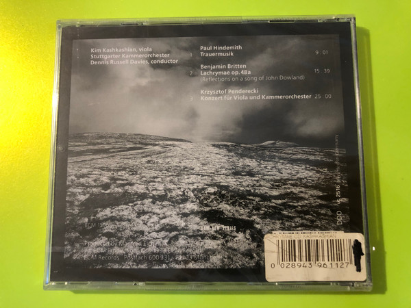 ECM New Series: Lachrymae — Hindemith / Britten / Penderecki / Kim Kashkashian, Stuttgarter Kammerorchester (Audio CD) (0028943961127) 