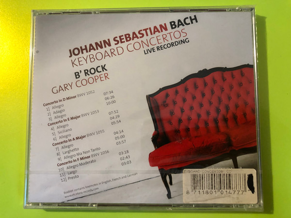 Etcetera Records: J.S. Bach — Keyboard Concertos, Gary Cooper / B'Rock Orchestra (Live) Audio CD (8711801014777) 