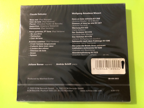 ECM New Series: Juliane Banse & András Schiff — Songs of Debussy and Mozart Audio CD (028946189924) 