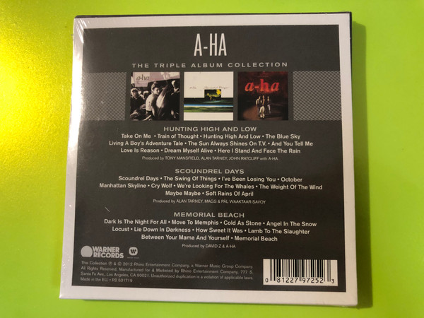 Warner Records: a-ha — The Triple Album Collection (Hunting High and Low / Scoundrel Days / Memorial Beach) 3 CD Set (081227972523) 