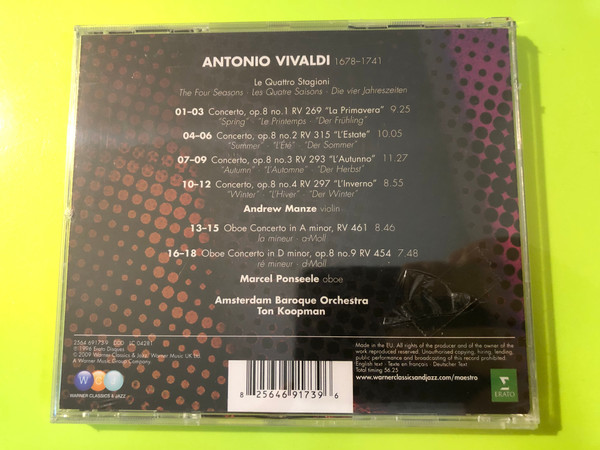 Erato: Vivaldi — The Four Seasons / 2 Oboe Concertos (Audio CD) (825646917396) 