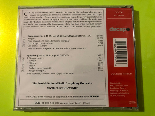 Dacapo: Carl Nielsen — Symphonies Nos. 4 & 5 (Schønwandt) (Audio CD) (730099985628) 
