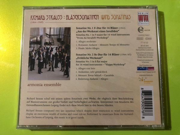 Berlin Classics: Richard Strauss — Wind Sonatinas (Bläsersonatinen) / Armonia Ensemble (Audio CD) (885470005768) 