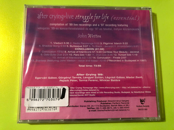 After Crying — Live: Struggle for Life (Essential), Periferic Records (CD) (5998272703079) 