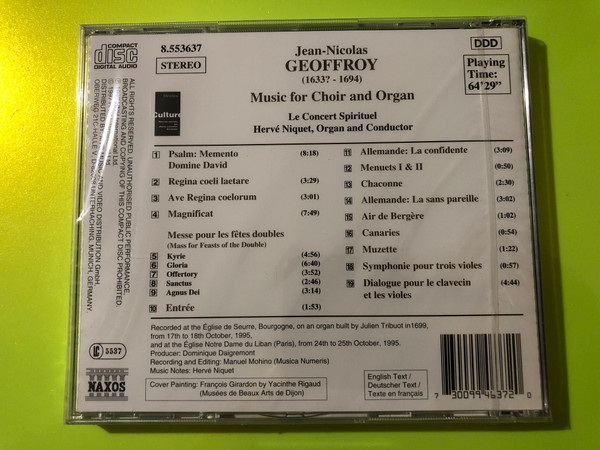 Le Concert Spirituel — Geoffroy: Music for Choir and Organ, Naxos (Audio CD) (730099463720) 