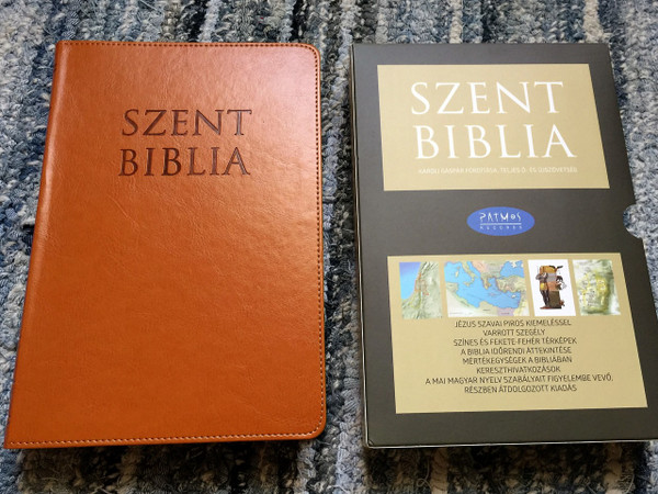 Hungarian Holy Bible, Deer Brown Leather bound with Thumb Index / Nagy Szent Biblia Őzbarna Regiszteres