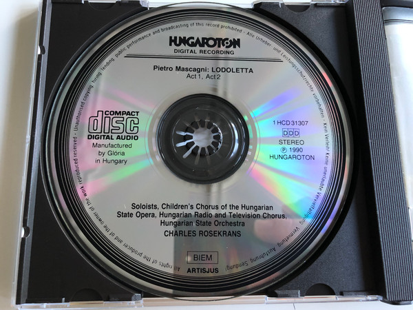 Pietro Mascagni: Lodoletta CD Maria Spacagna / HCD 31307-08 / Label: Hungaroton / Length: 1 hour 43 minutes / The libretto is by Giovacchino Forzano (5991813130723)