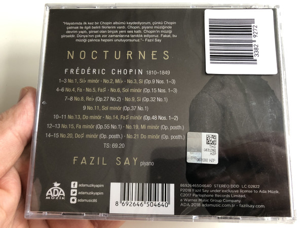Chopin Nocturnes - Fazıl Say / Turkish CD 2018 (8692646504640) 