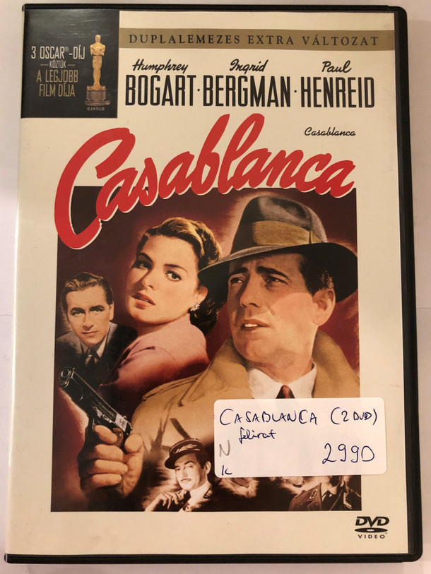 Casablanca DVD 1943 / Directed by Michael Curtiz (Kertész Mihály) / Starring: Humphrey Bogart, Ingrid Bergman, Paul Henreid / Black&White Classic (5999010450774)