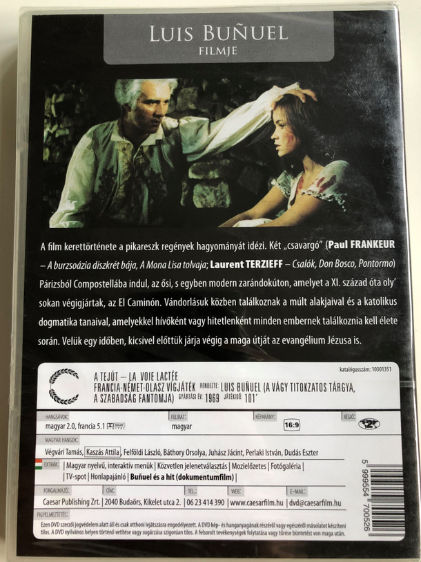 Le Voie Lactée DVD 1969 A tejút / Directed by Luis Bunuel / Starring: Paul Frankeur, Laurent Terzieff / Bravo, Bunuel sorozat (5999554700526)