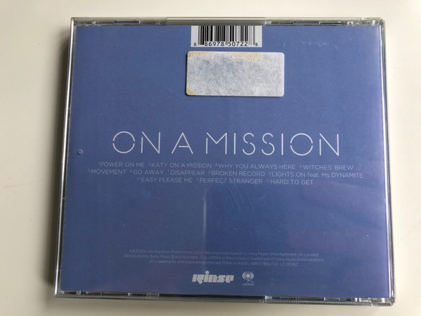 Katy B ‎– On A Mission / Includes the singles: Katy On A Mission, Lights On, Perfect Stranger, Broken Record / Rinse ‎Audio CD 2011 / 88697850722