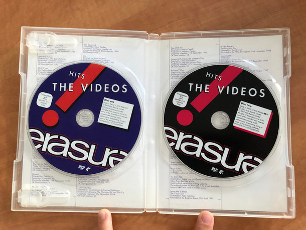 Erasure ‎– Hits! The Videos 2xDVD 2003 / Mute records / DVDMUTEL10 / Heavenly Action, Victim of love, You Surround Me, Breath of Life, Make Me Smile (0724349092792)