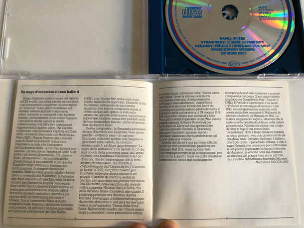 Ravel - Bolero, Stravinsky - Le Sacre Du Printemps, Debussy - Prélude à L'Après-Midi D'Un Faune / Chicago Symphony Orchestra, Sir Georg Solti / Decca Ovation / Decca Audio CD Stereo / 417 704-2