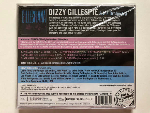 Dizzy Gillespie And His Orchestra – Gillespiana  Poll Winners Records CD Audio 2011 (8436028696628)