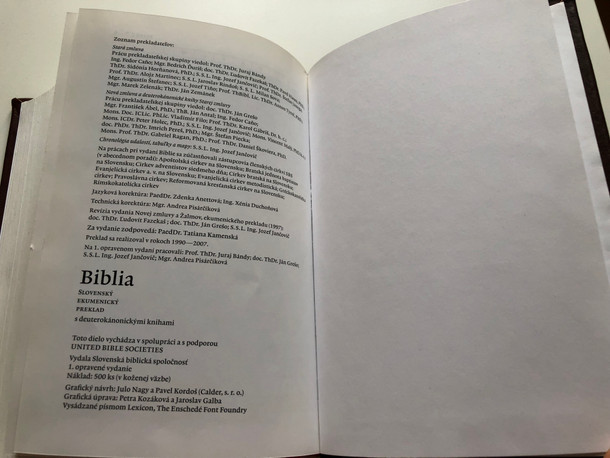 Biblia Slovensky Ekumenicky Preklad s deuterokánoickymi knihami / Slovak Ecumenical translation Bible with apokrypha / Slovenská Biblická Spoločnost 2008 / Hardocver Leather (9788085486506)