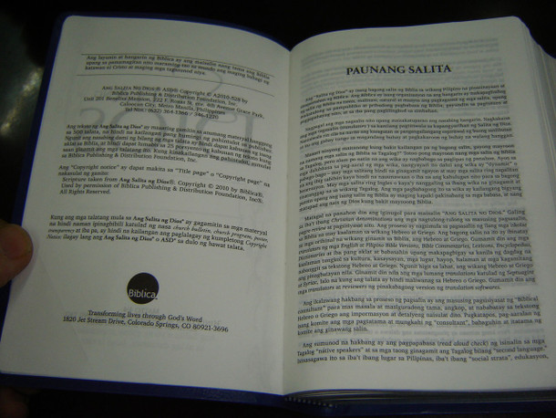 New Tagalog Version, Small Pocket Bible / Blue cover, silver edges