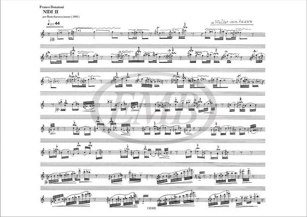 Donatoni, Franco: NIDI II PER FLAUTO BAROCCO TENORE (1992) / Ricordi / 2002