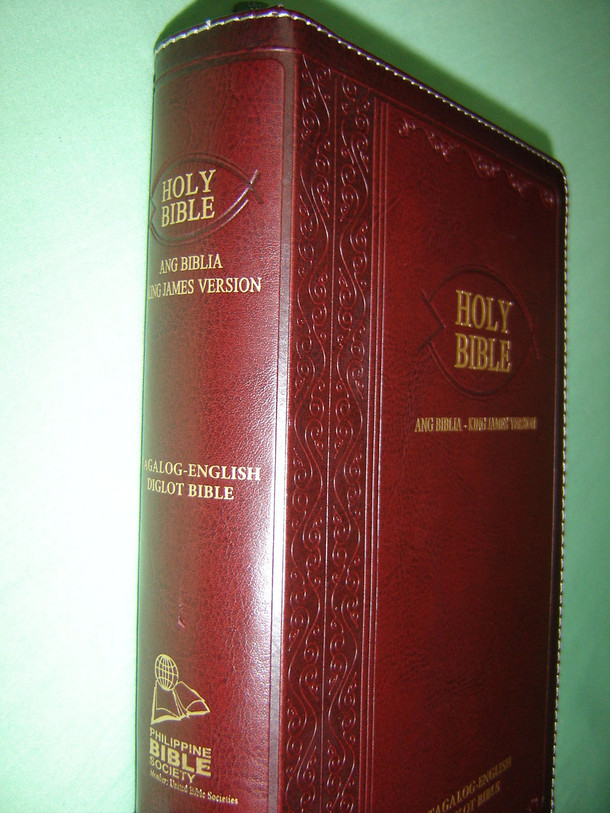 Tagalog - English Bilingual Bible / Luxury Dark BURGUNDY