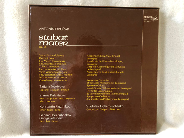 Antonin Dvorak Stabat Mater op.58  Melodia  2 LPs VINYL 649 008-9