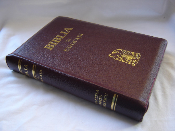 Romanian Burgundy Genuine Leather Bound Bible KJV 