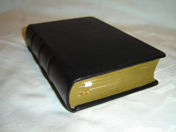 Polish Black Genuine Leather Bound Bible with Golden Edges / M043 Small Size 