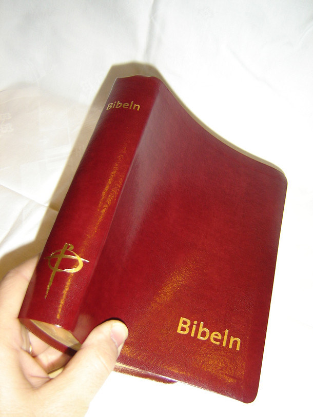 Swedish Bible Burgundy Leather Bound with Golden Edges / Bibeln Rod Cabra, Mjukband, Guldsnitt 