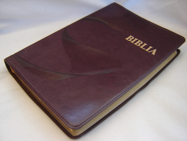 New EWE Bible / BIBLIA - Purple Leather Cover with Golden Edges