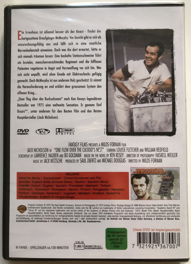 Einer Flog über Das Kuckucksnest Full Movie Jack Nicholson - Einer flog über das Kuckucksnest / DVD Video - Bible