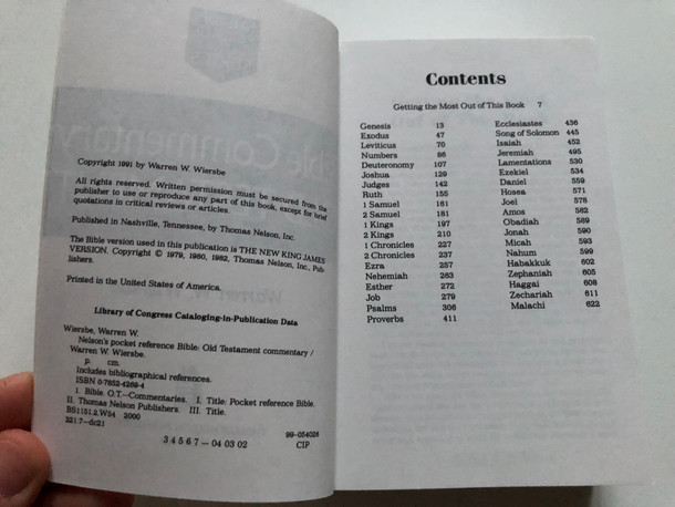 Bible Commentary Old Testament Nelson's Pocket Reference Series / Author: Warren W. Wiersbe / Nelson Reference & Electronic Pub, 2000 / Paperback (9780785242697)