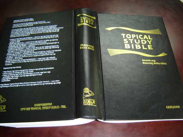 Cebuano Language Topical Study Bible: Ginamit ang Maayong Balita Biblia / Black Hardcover Bible with Gold Lettering / Contains Concordance, Cross-References and Book Introductions 