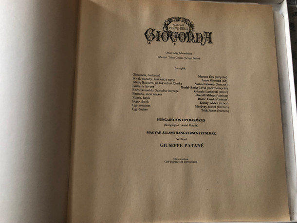 Amilcare Ponchielli: Gioconda - Marton Eva, Giorgio Lamberti, Sherrill Milnes, Samuel Ramey, Budai Livia, Anne Gjevang, Giuseppe Patane / Hungaroton 3x LP, Box Set, Stereo 1989 / SLPD 12905-07 