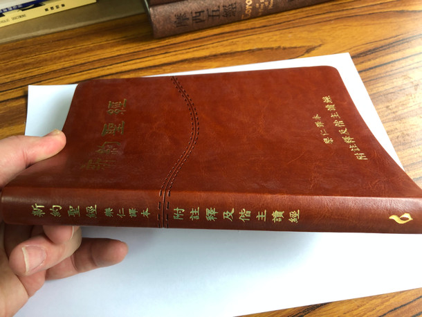 Chinese Catholic New Testament of Our People / Study New Testament / Luxury Brown Leather Bound / Golden Edges / Catholicism (0648620519153)