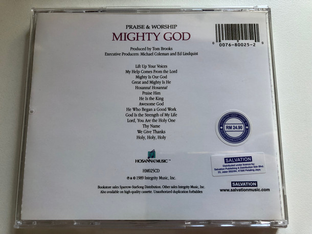 MIGHTY GOD / Praise & Worship Integrity Music 1989 / Anointed and Powerful Worship Experience With Worship Leader J. Daniel Smith / Hosanna! Music HM025CD (000768002520)