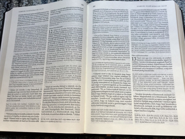 Biblia magyarázó jegyzetekkel bőr, arany (RÚF 2014) | Stuttgarter Study Bible Notes in Hungarian 