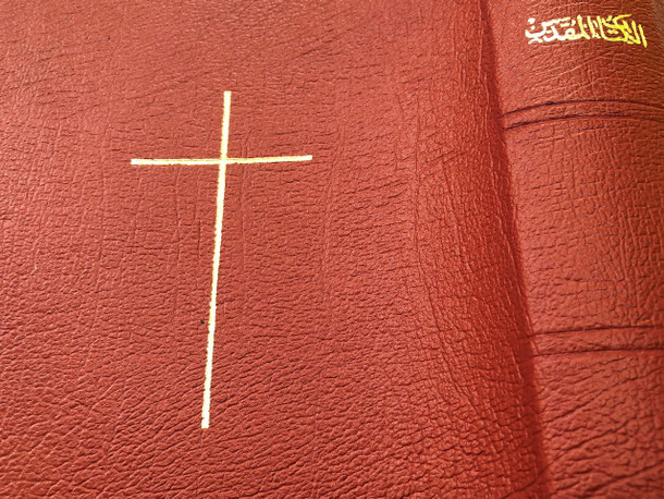 Arabic Bible with Gold Cross 057 TI / Wine-Red Leather Binding, Golden Edges With Thumb Index