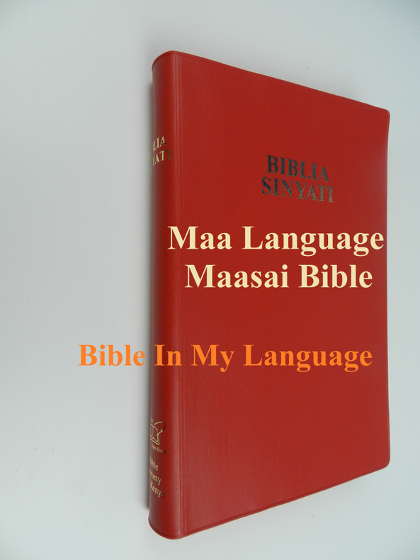 Massai language bible for the Maa speaking people in Kenya and Tanzania.  Beautiful Vinyl Bound Bible with Red Edges 52 Size.  Biblia Sinyati meaning Holy Bible.  Read and be encouraged about these sepcial people and their language.
