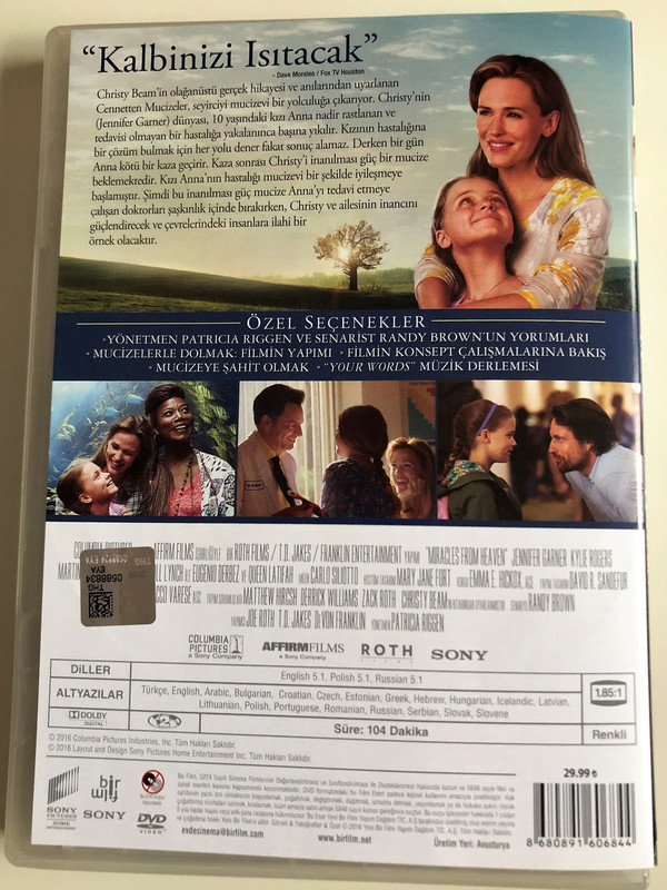 Cenneten Mucizeler DVD 2016 Miracles From Heaven / Directed by Patricia Riggen / Starring: Jennifer Garner, Queen Latifah (8680891606844)