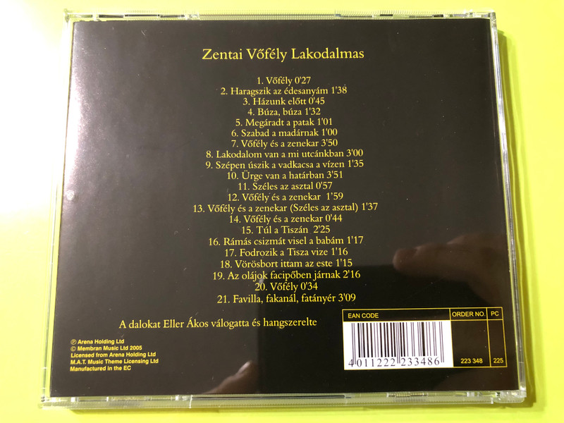 Zentai Vőfély lakodalmas - Eller Ákos / Audio CD 2005 / Lakodalmas Nóták - WEDDING SONGS / Made in Hungary (4011222233486)