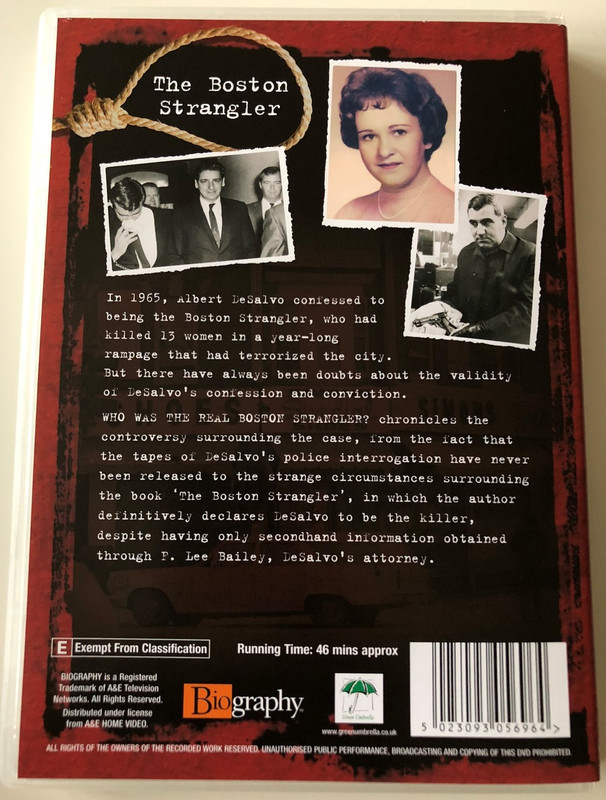 Notorious Killers - The Boston Strangler DVD / The Case Against Albert DeSalvo (5023093056964)