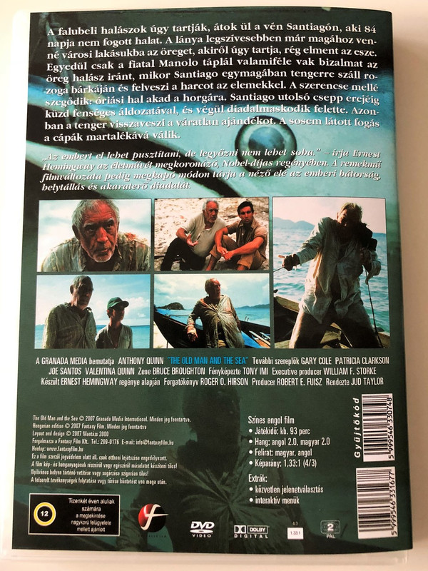 The Old man and the Sea DVD 1990 Az öreg halász és a tenger / Directed by Jud Taylor / Starring: Anthony Quinn, Gary Cole, Patricia Clarkson, Alexis Cruz (5999546331677)
