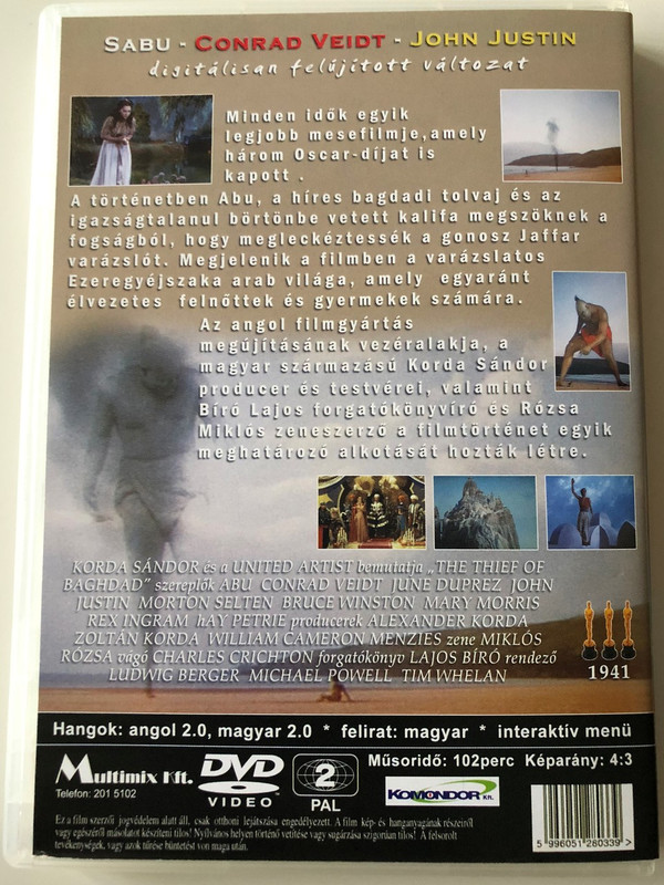 The Thief of Bagdad DVD 1940 A Bagdadi Tolvaj / Directed by Michael Powell, Ludwig Berger, Tim Whelan / Starring: Abu Conrad Veidt, June Duprez, John Justin / Produced by Korda Sándor (5996051280339)