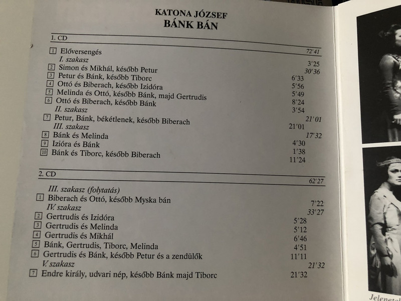  Katona József: Bánk Bán CD 2004 / Directed by Marton Endre / Téri Sándor, Ronyecz Mária, Sinkó László, Sinkovits Imre, Vörös Eszter / Music by Simon Zoltán / Hungaroton HCD 14320-21 / 2 CD (59991811432027)