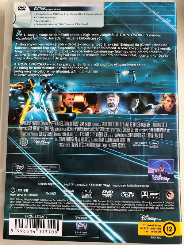 Tron Legacy DVD 2010 Tron Örökség / Directed by Joseph Kosinski / Starring: Jeff Bridges, Garrett Hedlund, Olivia Wilde, Bruce Boxleitner, Michael Sheen, James Frain, Beau Garrett / Disney (5996514013108)