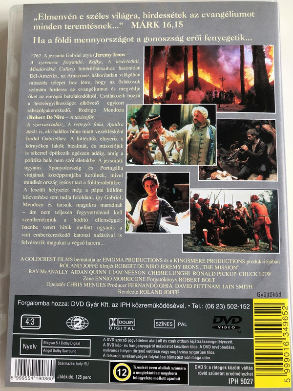 The Mission DVD 1986 A Misszió / Directed by Roland Joffé / Starring: Robert De Niro, Jeremy Irons, Ray McAnally, Aidan Quinn, Cherie Lunghi, Liam Neeson (5999554190860)